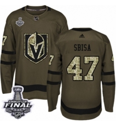 Men's Adidas Vegas Golden Knights #47 Luca Sbisa Authentic Green Salute to Service 2018 Stanley Cup Final NHL Jersey