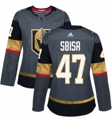 Women's Adidas Vegas Golden Knights #47 Luca Sbisa Authentic Gray Home NHL Jersey