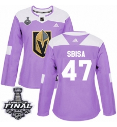 Women's Adidas Vegas Golden Knights #47 Luca Sbisa Authentic Purple Fights Cancer Practice 2018 Stanley Cup Final NHL Jersey