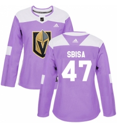Women's Adidas Vegas Golden Knights #47 Luca Sbisa Authentic Purple Fights Cancer Practice NHL Jersey