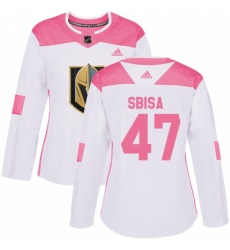 Women's Adidas Vegas Golden Knights #47 Luca Sbisa Authentic White/Pink Fashion NHL Jersey