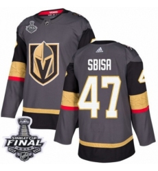Youth Adidas Vegas Golden Knights #47 Luca Sbisa Authentic Gray Home 2018 Stanley Cup Final NHL Jersey