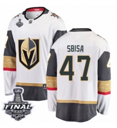 Youth Vegas Golden Knights #47 Luca Sbisa Authentic White Away Fanatics Branded Breakaway 2018 Stanley Cup Final NHL Jersey