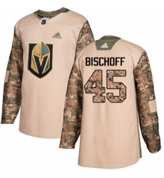 Men's Adidas Vegas Golden Knights #45 Jake Bischoff Authentic Camo Veterans Day Practice NHL Jersey