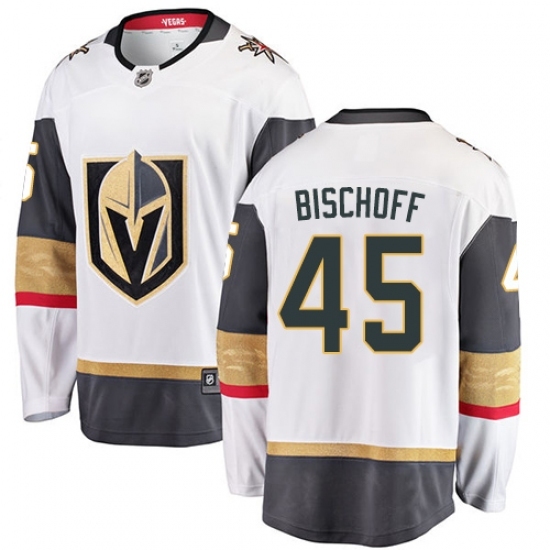 Men's Vegas Golden Knights #45 Jake Bischoff Authentic White Away Fanatics Branded Breakaway NHL Jersey Men's Vegas Golden Knights #45 Jake Bischoff Authentic White Away Fanatics Branded Breakaway NHL Jersey