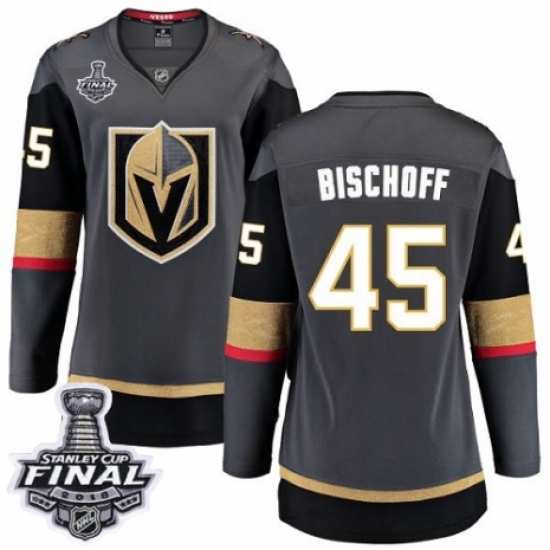 Women's Vegas Golden Knights #45 Jake Bischoff Authentic Black Home Fanatics Branded Breakaway 2018 Stanley Cup Final NHL Jersey Women's Vegas Golden Knights #45 Jake Bischoff Authentic Black Home Fanatics Branded Breakaway 2018 Stanley Cup Final NHL Jersey