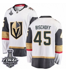 Youth Vegas Golden Knights #45 Jake Bischoff Authentic White Away Fanatics Branded Breakaway 2018 Stanley Cup Final NHL Jersey