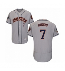 Men's Houston Astros #7 Craig Biggio Grey Road Flex Base Authentic Collection 2019 World Series Bound Baseball Jersey