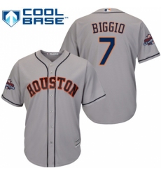 Men's Majestic Houston Astros #7 Craig Biggio Replica Grey Road 2017 World Series Champions Cool Base MLB Jersey