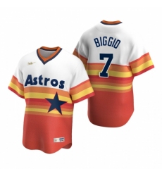 Men's Nike Houston Astros #7 Craig Biggio White Orange Cooperstown Collection Home Stitched Baseball Jersey