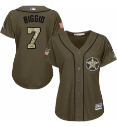 Women's Majestic Houston Astros #7 Craig Biggio Replica Green Salute to Service MLB Jersey