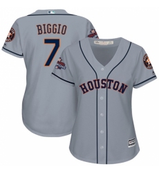 Women's Majestic Houston Astros #7 Craig Biggio Replica Grey Road 2017 World Series Champions Cool Base MLB Jersey