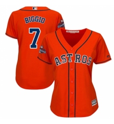 Women's Majestic Houston Astros #7 Craig Biggio Replica Orange Alternate 2017 World Series Champions Cool Base MLB Jersey