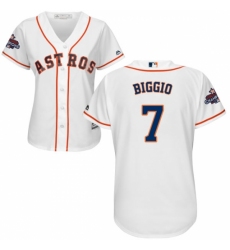 Women's Majestic Houston Astros #7 Craig Biggio Replica White Home 2017 World Series Champions Cool Base MLB Jersey