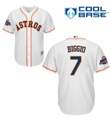 Youth Majestic Houston Astros #7 Craig Biggio Replica White Home 2017 World Series Champions Cool Base MLB Jersey