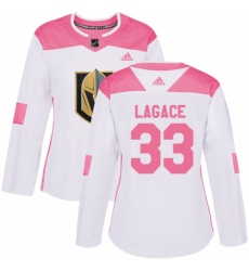 Women's Adidas Vegas Golden Knights #33 Maxime Lagace Authentic White/Pink Fashion NHL Jersey
