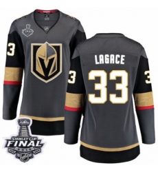 Women's Vegas Golden Knights #33 Maxime Lagace Authentic Black Home Fanatics Branded Breakaway 2018 Stanley Cup Final NHL Jersey