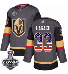Youth Adidas Vegas Golden Knights #33 Maxime Lagace Authentic Gray USA Flag Fashion 2018 Stanley Cup Final NHL Jersey