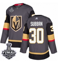 Men's Adidas Vegas Golden Knights #30 Malcolm Subban Premier Gray Home 2018 Stanley Cup Final NHL Jersey