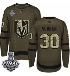 Youth Adidas Vegas Golden Knights #30 Malcolm Subban Authentic Green Salute to Service 2018 Stanley Cup Final NHL Jersey
