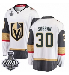 Youth Vegas Golden Knights #30 Malcolm Subban Authentic White Away Fanatics Branded Breakaway 2018 Stanley Cup Final NHL Jersey