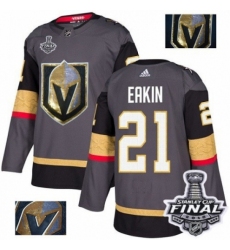 Men's Adidas Vegas Golden Knights #21 Cody Eakin Authentic Gray Fashion Gold 2018 Stanley Cup Final NHL Jersey