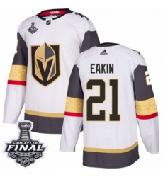 Men's Adidas Vegas Golden Knights #21 Cody Eakin Authentic White Away 2018 Stanley Cup Final NHL Jersey