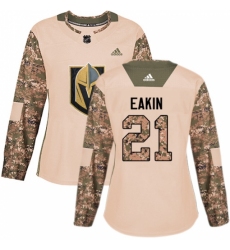 Women's Adidas Vegas Golden Knights #21 Cody Eakin Authentic Camo Veterans Day Practice NHL Jersey