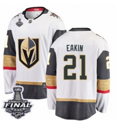 Youth Vegas Golden Knights #21 Cody Eakin Authentic White Away Fanatics Branded Breakaway 2018 Stanley Cup Final NHL Jersey