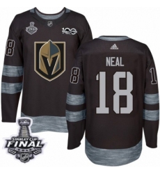 Men's Adidas Vegas Golden Knights #18 James Neal Authentic Black 1917-2017 100th Anniversary 2018 Stanley Cup Final NHL Jersey