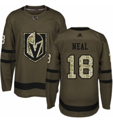 Men's Adidas Vegas Golden Knights #18 James Neal Authentic Green Salute to Service NHL Jersey