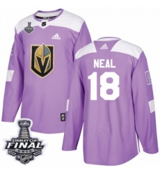 Men's Adidas Vegas Golden Knights #18 James Neal Authentic Purple Fights Cancer Practice 2018 Stanley Cup Final NHL Jersey