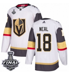 Men's Adidas Vegas Golden Knights #18 James Neal Authentic White Away 2018 Stanley Cup Final NHL Jersey