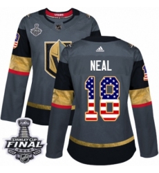 Women's Adidas Vegas Golden Knights #18 James Neal Authentic Gray USA Flag Fashion 2018 Stanley Cup Final NHL Jersey