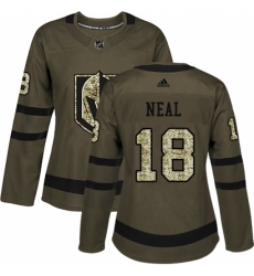 Women's Adidas Vegas Golden Knights #18 James Neal Authentic Green Salute to Service NHL Jersey