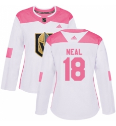 Women's Adidas Vegas Golden Knights #18 James Neal Authentic White/Pink Fashion NHL Jersey