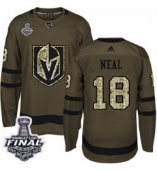 Youth Adidas Vegas Golden Knights #18 James Neal Authentic Green Salute to Service 2018 Stanley Cup Final NHL Jersey