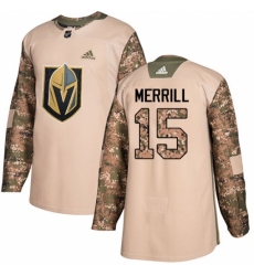 Men's Adidas Vegas Golden Knights #15 Jon Merrill Authentic Camo Veterans Day Practice NHL Jersey