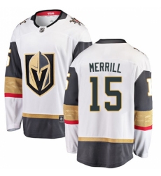 Men's Vegas Golden Knights #15 Jon Merrill Authentic White Away Fanatics Branded Breakaway NHL Jersey