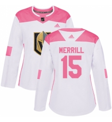 Women's Adidas Vegas Golden Knights #15 Jon Merrill Authentic White/Pink Fashion NHL Jersey