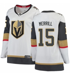 Women's Vegas Golden Knights #15 Jon Merrill Authentic White Away Fanatics Branded Breakaway NHL Jerse
