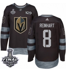 Men's Adidas Vegas Golden Knights #8 Griffin Reinhart Authentic Black 1917-2017 100th Anniversary 2018 Stanley Cup Final NHL Jersey