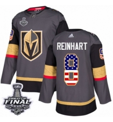 Men's Adidas Vegas Golden Knights #8 Griffin Reinhart Authentic Gray USA Flag Fashion 2018 Stanley Cup Final NHL Jersey
