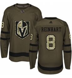 Men's Adidas Vegas Golden Knights #8 Griffin Reinhart Authentic Green Salute to Service NHL Jersey