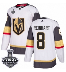 Men's Adidas Vegas Golden Knights #8 Griffin Reinhart Authentic White Away 2018 Stanley Cup Final NHL Jersey