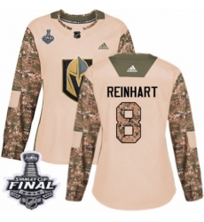 Women's Adidas Vegas Golden Knights #8 Griffin Reinhart Authentic Camo Veterans Day Practice 2018 Stanley Cup Final NHL Jersey