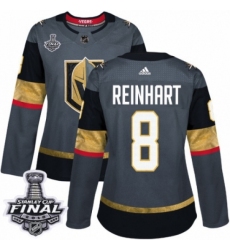 Women's Adidas Vegas Golden Knights #8 Griffin Reinhart Authentic Gray Home 2018 Stanley Cup Final NHL Jersey