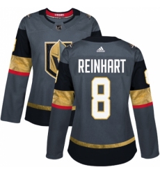 Women's Adidas Vegas Golden Knights #8 Griffin Reinhart Authentic Gray Home NHL Jersey