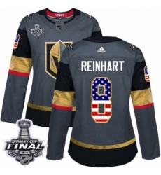 Women's Adidas Vegas Golden Knights #8 Griffin Reinhart Authentic Gray USA Flag Fashion 2018 Stanley Cup Final NHL Jersey