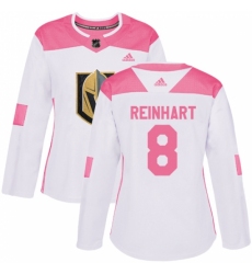 Women's Adidas Vegas Golden Knights #8 Griffin Reinhart Authentic White/Pink Fashion NHL Jersey
